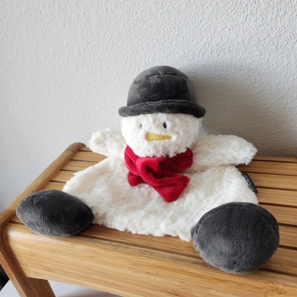 Demdaco‎ Christmas Snowman Lovey Security Blanket Rattle Soft Plush Embroidery